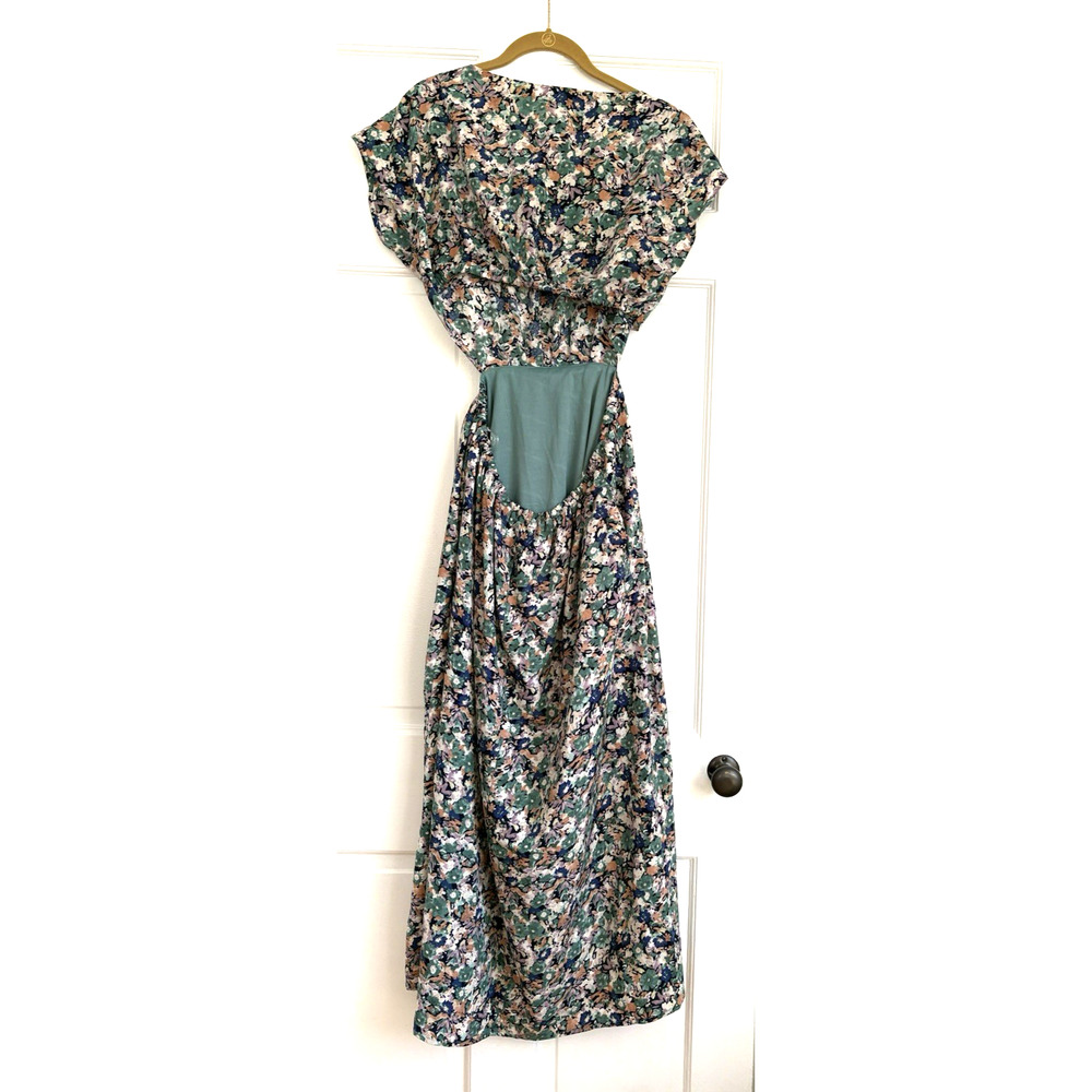 Boho Maxi Dress Back Cutout Cottagecore Prairie Regency Feminine Romantic | L